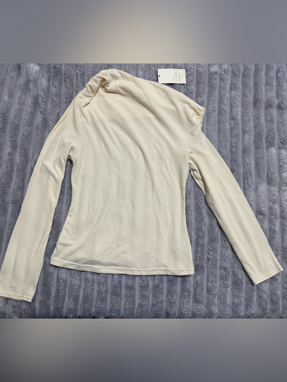 a new day Cream Long Sleeve Women's Tee - Lightweight Ribbed Knit